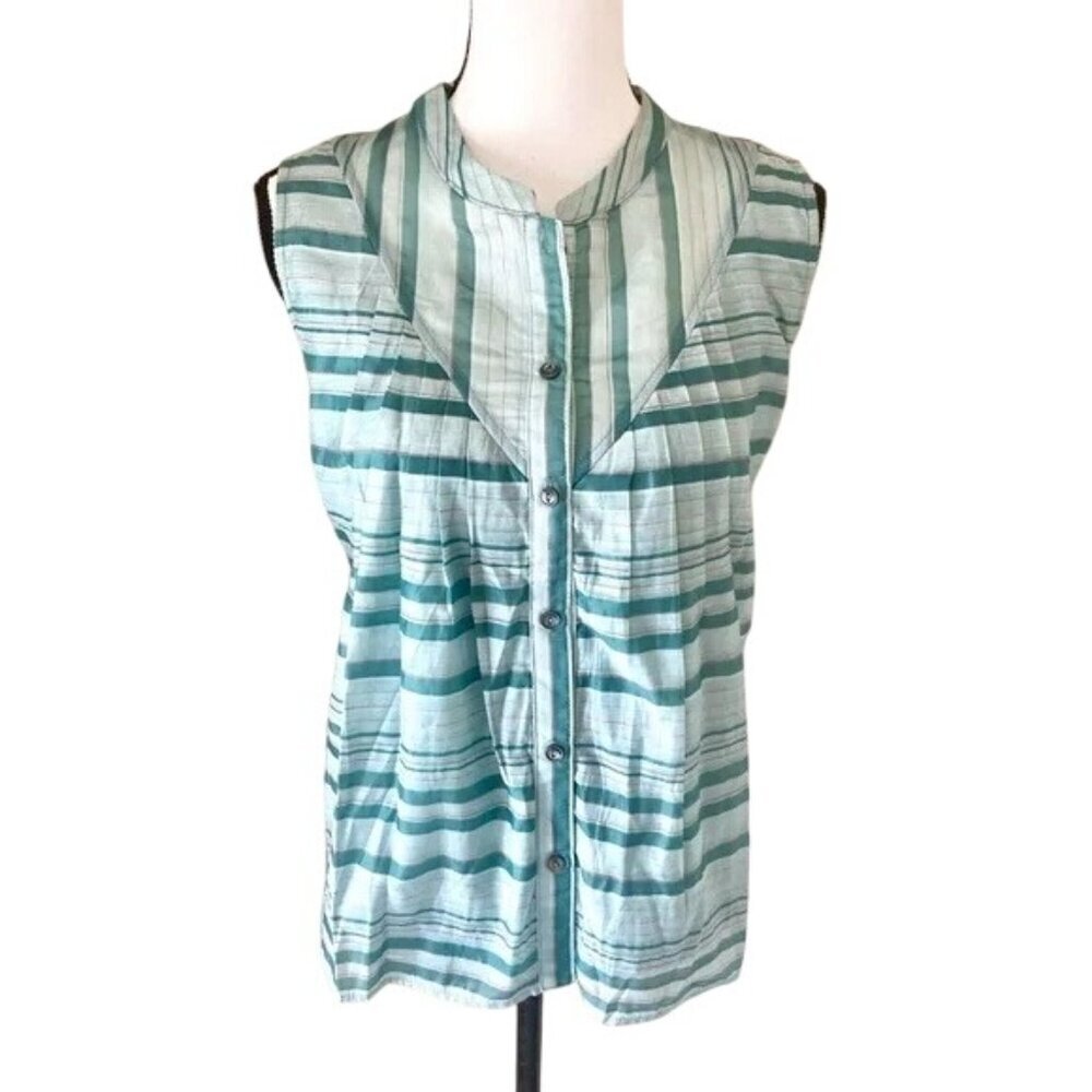 Anthropologie Current Air Green Stripe Top - Picture 2 of 6